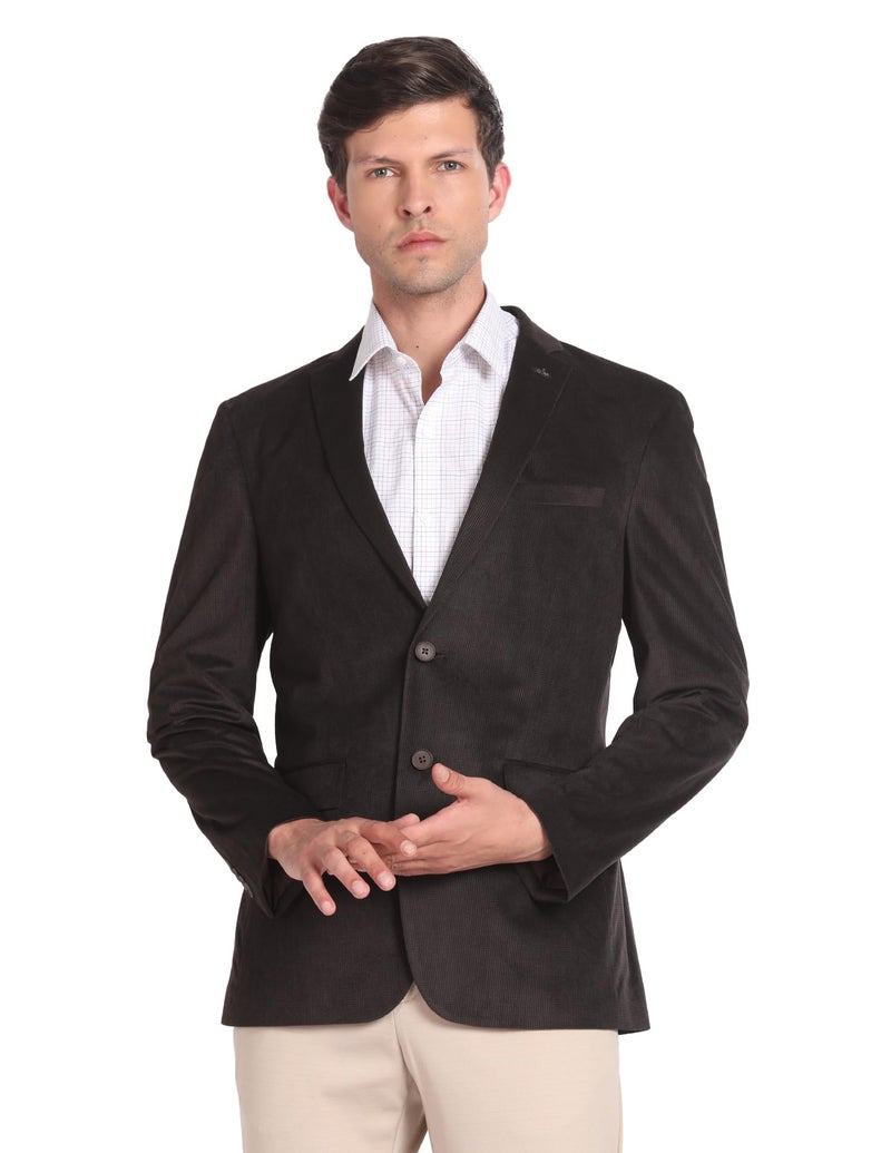 Arrow Corduroy Knit Blazer Dark Brown - Image 1