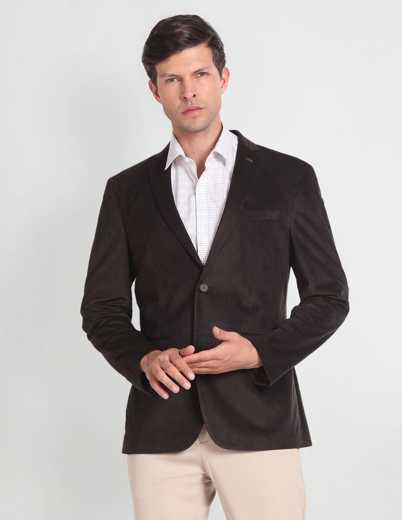 Arrow Corduroy Knit Blazer Dark Brown - Image 2