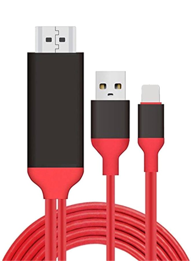 Lightning To HDMI/HDTV AV TV Cable Adapter Red/Black - Image 1