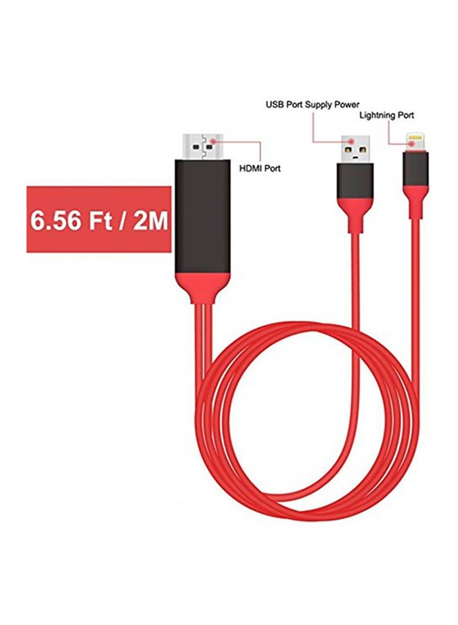 Lightning To HDMI/HDTV AV TV Cable Adapter Red/Black - Image 2