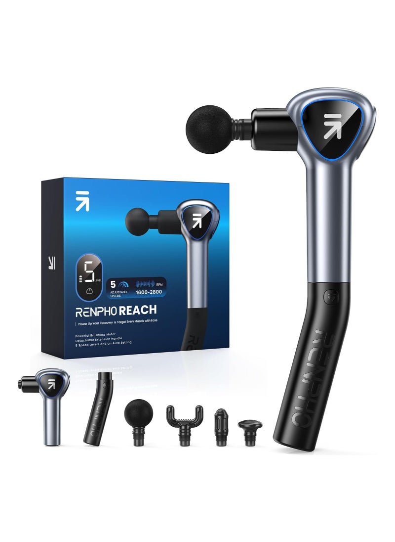 RENPHO RENPHO Massage Gun with Extension Handle, Reach Gun Massager with Touchable LED Screen for Home Training, Full Body Muscle Massage and Relaxation  - Image 1