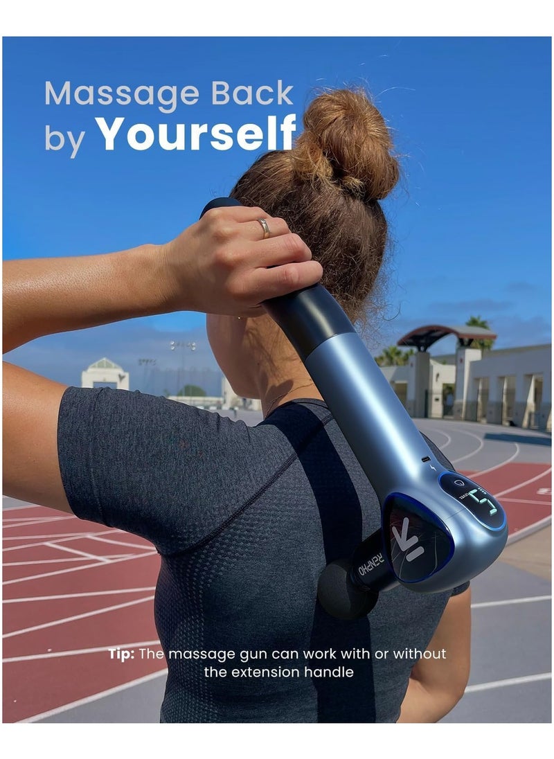 RENPHO RENPHO Massage Gun with Extension Handle, Reach Gun Massager with Touchable LED Screen for Home Training, Full Body Muscle Massage and Relaxation  - Image 2