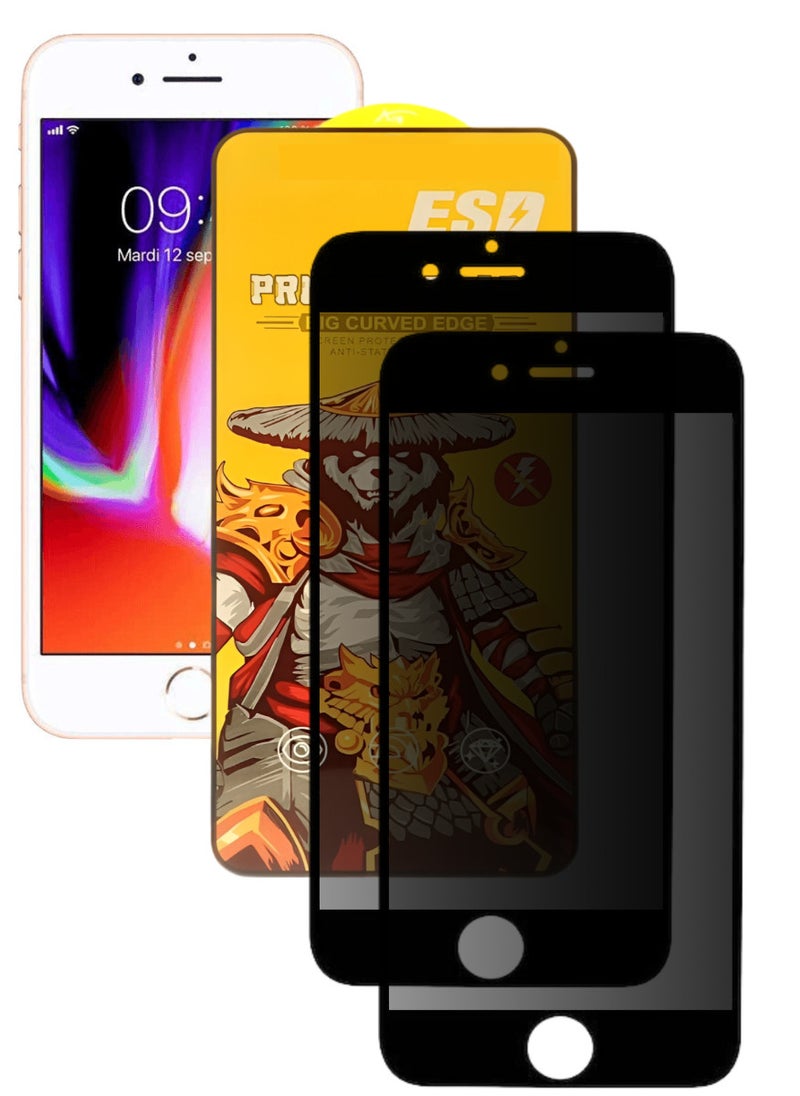 ESD 2 Pieces Tempered Dustproof Privacy Glass Screen Protector Compatible For iPhone 8 - Image 1