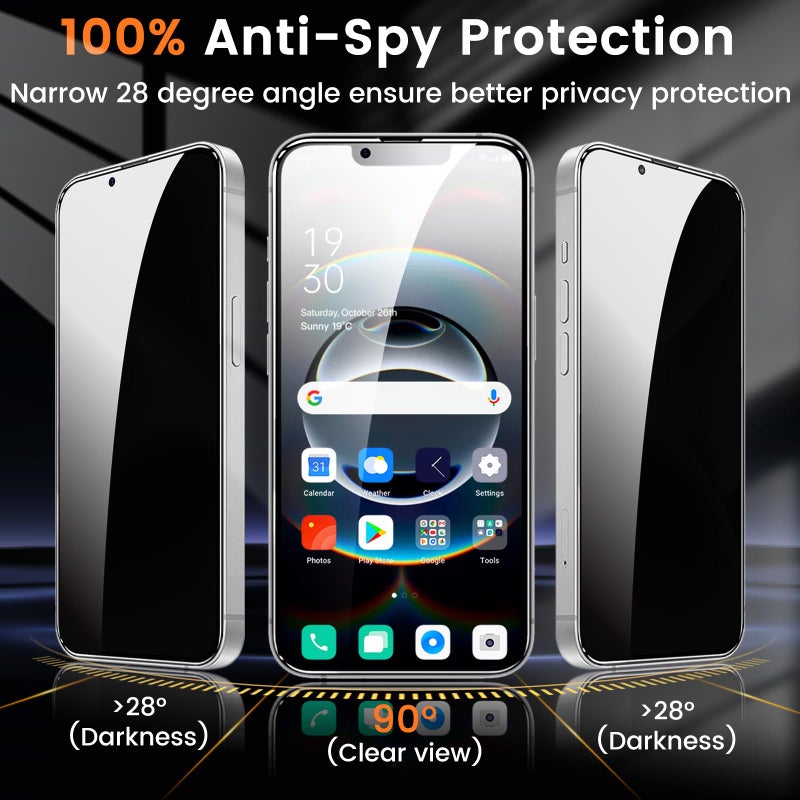 Lesakit 3+3 Pack Privacy Screen Protector for iPhone 16e 6.1-Inch with 3 Pack Camera Lens Protector, Anti Spy Tempered Glass Film 9H Hardness Bubble Free Case Friendly - Image 3