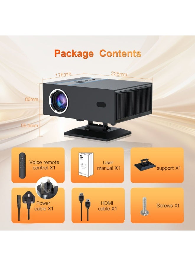 General Classic Projector X6 T950S Full HD 4K 1080P Multifunctional Auto Focus Auto Keystone Correction Intelligent Obstacle Avoidance Screen Automatic Alignment Multiple Compatible Interfaces Headset TV Box PC iPad Phone PS4 PS5 USB Black  - Image 3