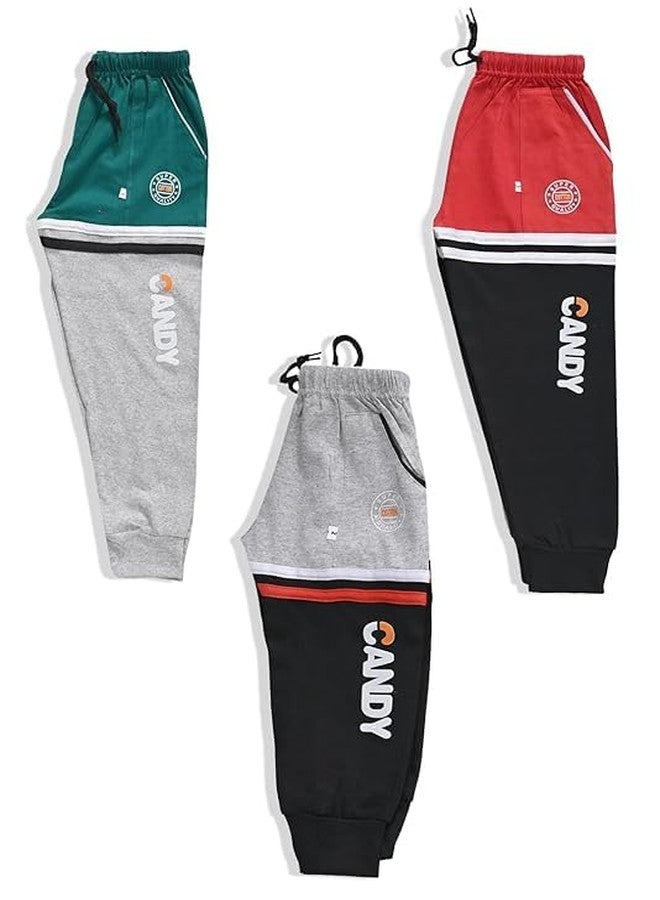 SK WARDROBE Kids Boys & Girls Regular Fit Cotton Track Pants | Joggers | Pajamas & Sleepwear Bottoms & Lowers(Pack of 3) (Multi Color, 3 Years - 4 Years) - Image 2
