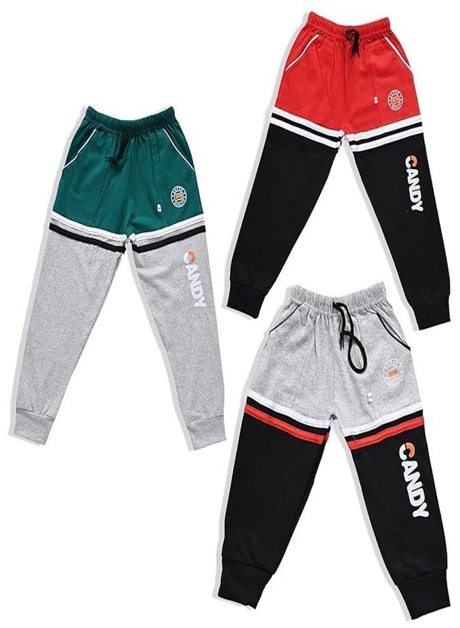 SK WARDROBE Kids Boys & Girls Regular Fit Cotton Track Pants | Joggers | Pajamas & Sleepwear Bottoms & Lowers(Pack of 3) (Multi Color, 3 Years - 4 Years) - Image 1