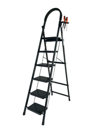 6 Step Folding Ladder for Home Use, Heavy Duty Foldable Step Ladder with Handrail and Non-Slip Wide Pedals, Lightweight Steel Ladder for Kitchen, Office, Library, Warehouse (Black, 6 steps) - pzsku/Z8521A0558C93BBAF900BZ/45/1751551707/fde6a14a-15cf-443b-b99f-b36a5fd99051
