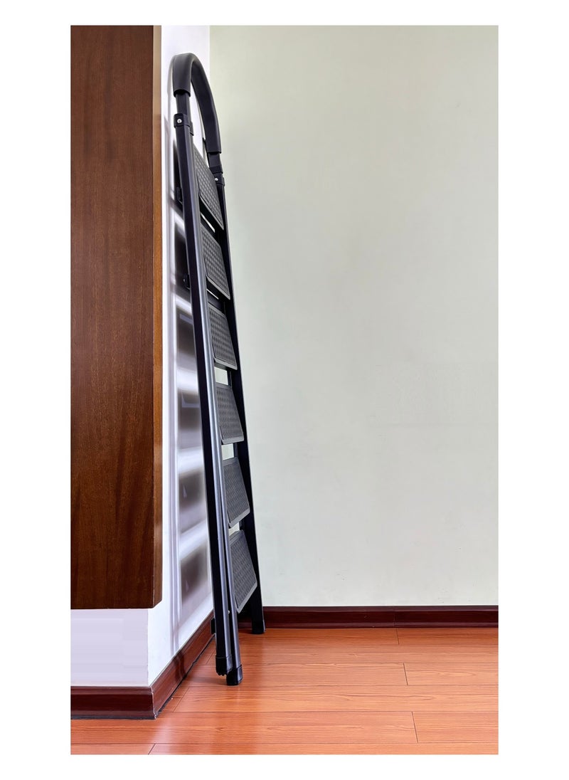 General - 6 Steps Ladder，Foldable Ladder 6 Steps，Home Ladder 6 Step（Black） - Image 1