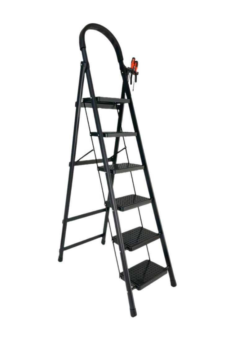 General 6 Steps Ladder，Foldable Ladder 6 Steps，Home Ladder 6 Step（Black）  - Image 1