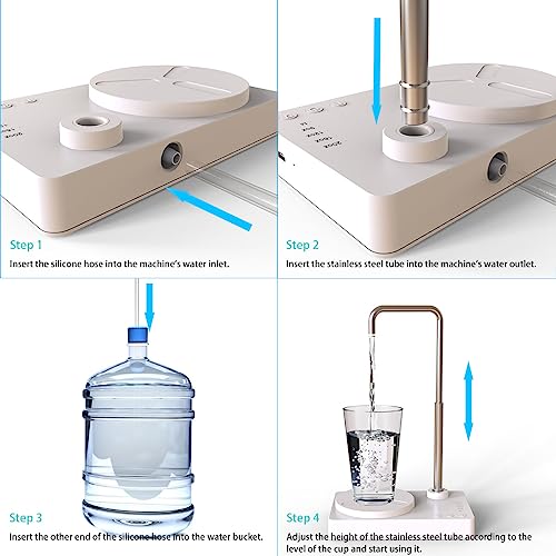 DeiryuRay Desk Water Dispenser- Intelligent Desktop Water Bottle, Automatic Water Pump for Universal Bottle Water Dispenser USB Charging Jug Pump for Home, Office, Outdoor (White) - Image 3