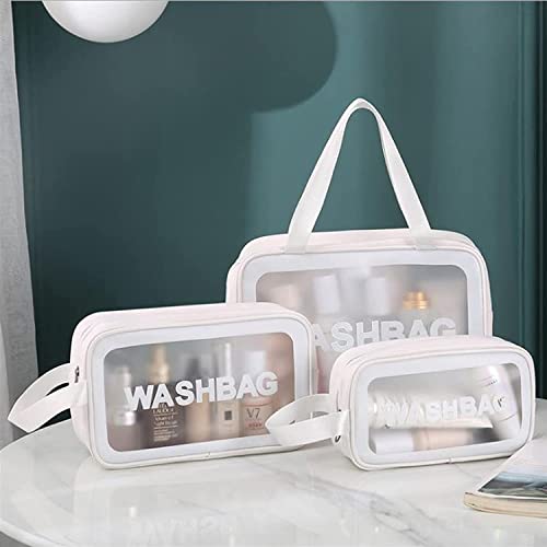 OCEANEVO Makeup Travel Pouch, Cosmetic Bag, Travel kit Pouch for Toiletries, Brushes and Cosmetics - Set of 3 - Washbag Pouch - White - Image 3