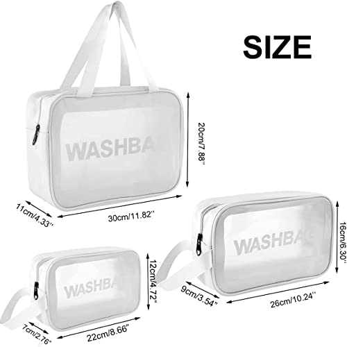 OCEANEVO Makeup Travel Pouch, Cosmetic Bag, Travel kit Pouch for Toiletries, Brushes and Cosmetics - Set of 3 - Washbag Pouch - White - Image 2