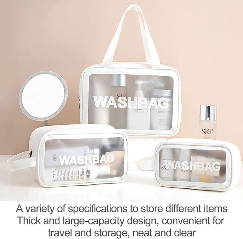 OCEANEVO Makeup Travel Pouch, Cosmetic Bag, Travel kit Pouch for Toiletries, Brushes and Cosmetics - Set of 3 - Washbag Pouch - White - Image 5