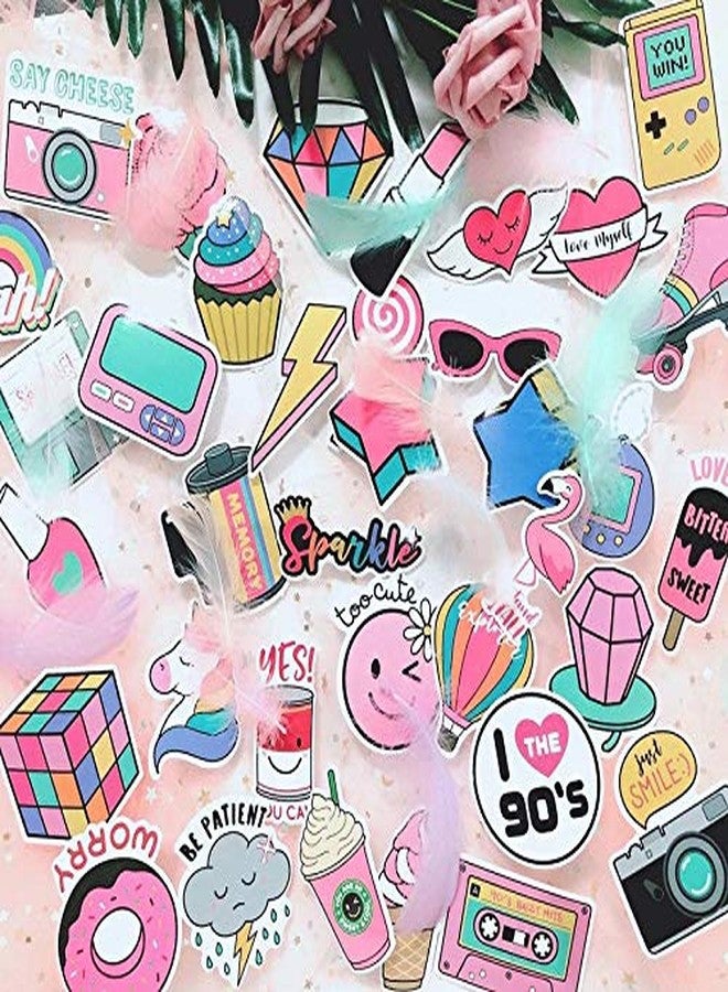 iDream Girls Kawaii Fun PVC Waterproof Stickers (Set of 60) – Pink Self-Adhesive for Mobile, Laptop, Toys, Luggage, Car, Suitcase, Size 3-8 cm, Easy Apply, Smooth Matte Finish - Image 2