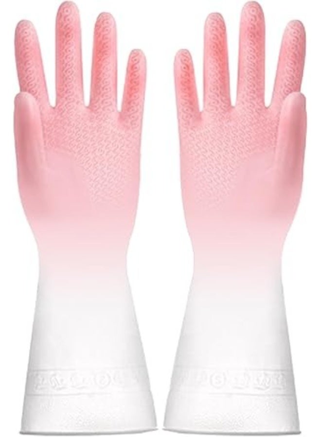 قفازات تنظيف منزلية متعددة الأغراض - قفازات غسيل أطباق متينة من مطاط اللاتكس مع سوار طويل مقاوم للماء، تصميم معزول وقبضة محكمة - مثالية للاستخدام في المطبخ، مقاس كبير، لون عشوائي - Image 1
