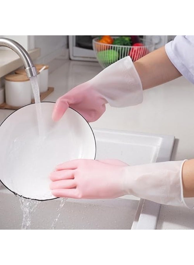 قفازات تنظيف منزلية متعددة الأغراض - قفازات غسيل أطباق متينة من مطاط اللاتكس مع سوار طويل مقاوم للماء، تصميم معزول وقبضة محكمة - مثالية للاستخدام في المطبخ، مقاس كبير، لون عشوائي - Image 2
