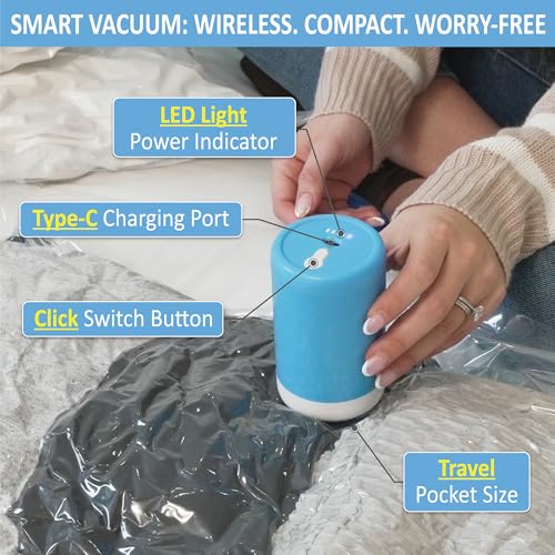 Cozy Essential Travel Vacuum Storage Bags with Portable Electric Pump, Vacuum Seal Space Saver Bags for Clothing and Luggage, 12 Pack - Image 5