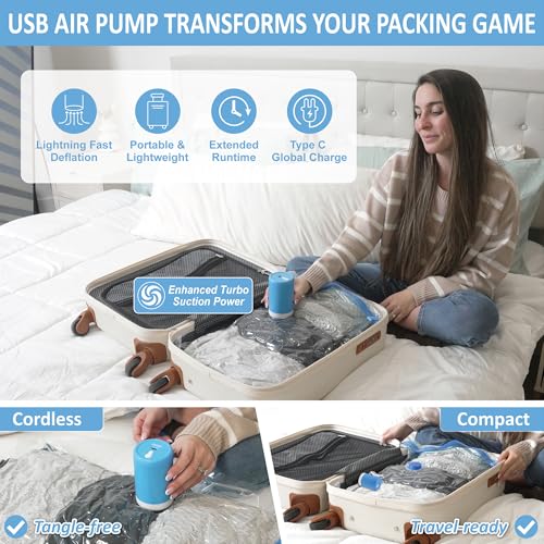 Cozy Essential Travel Vacuum Storage Bags with Portable Electric Pump, Vacuum Seal Space Saver Bags for Clothing and Luggage, 12 Pack - Image 3
