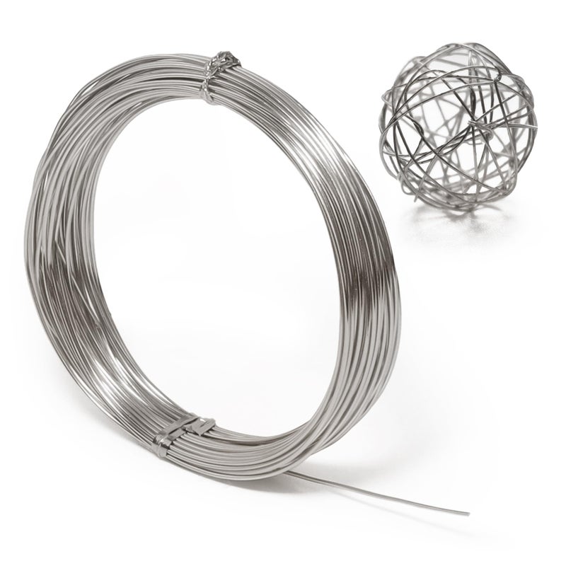 krastmon Aluminum Craft Wire, 33 Feet Bendable for Jewelry Making, Sculpting, Floral, Wreath, Crafting, Wire Wrapping, Beading Wire, Christmas Ornaments (Silver, 18 Gauge) - Image 1