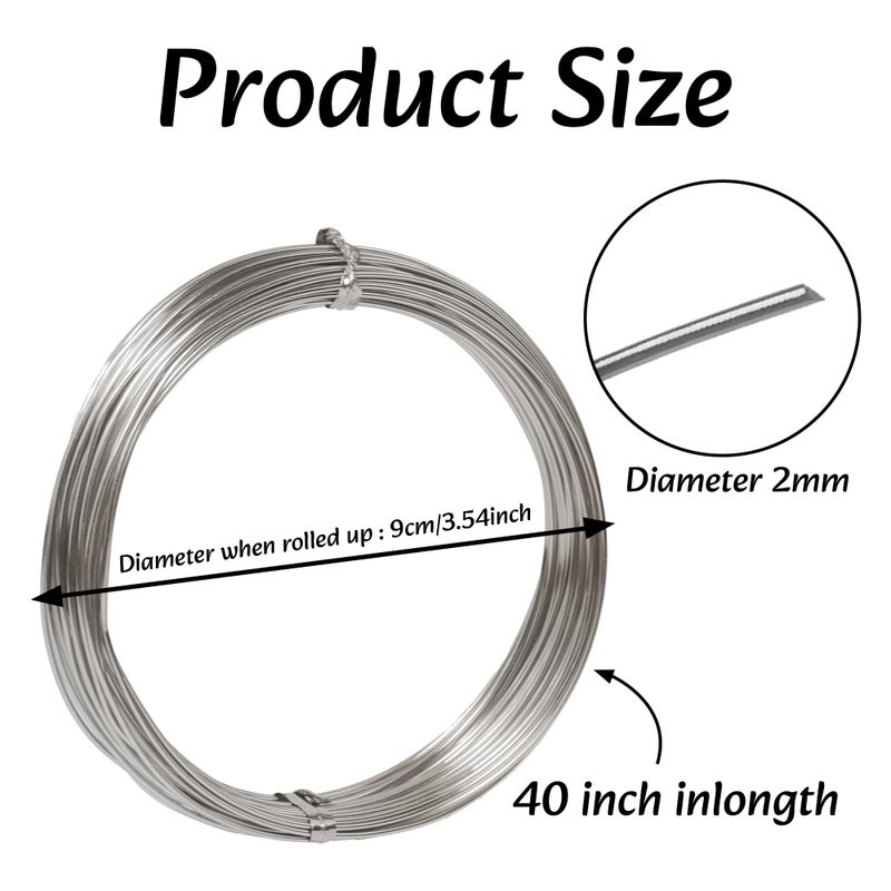 krastmon Aluminum Craft Wire, 33 Feet Bendable for Jewelry Making, Sculpting, Floral, Wreath, Crafting, Wire Wrapping, Beading Wire, Christmas Ornaments (Silver, 18 Gauge) - Image 2
