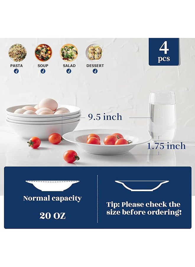 Generic Pasta Bowls And Plates 20 Ounces White Soup Bowl Set Of 4  Porcelain Bowl Set For Eating  Microwave & Oven Safe  - Image 4