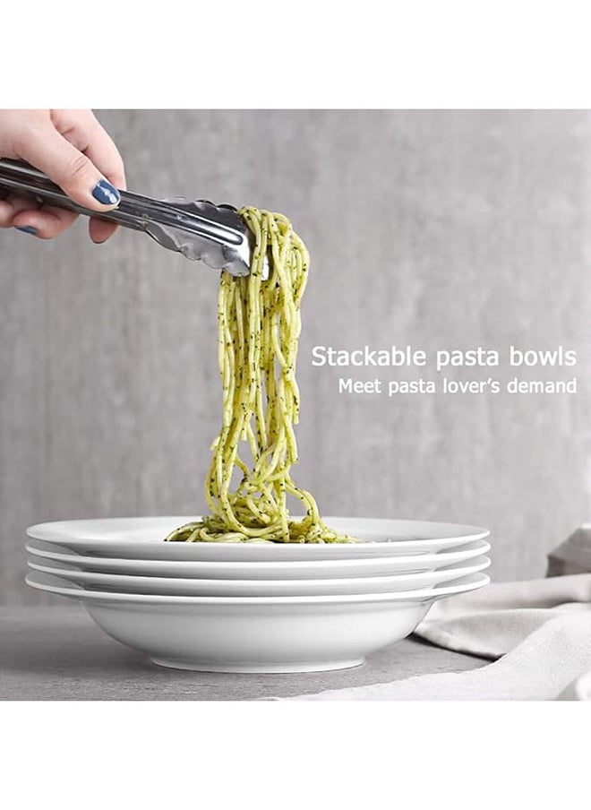 Generic Pasta Bowls And Plates 20 Ounces White Soup Bowl Set Of 4  Porcelain Bowl Set For Eating  Microwave & Oven Safe  - Image 3