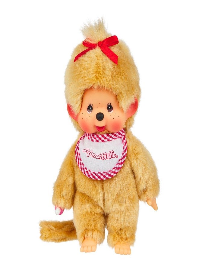 Monchhichi Sekiguchi Beige Girl with Bib - Red/White - Image 1