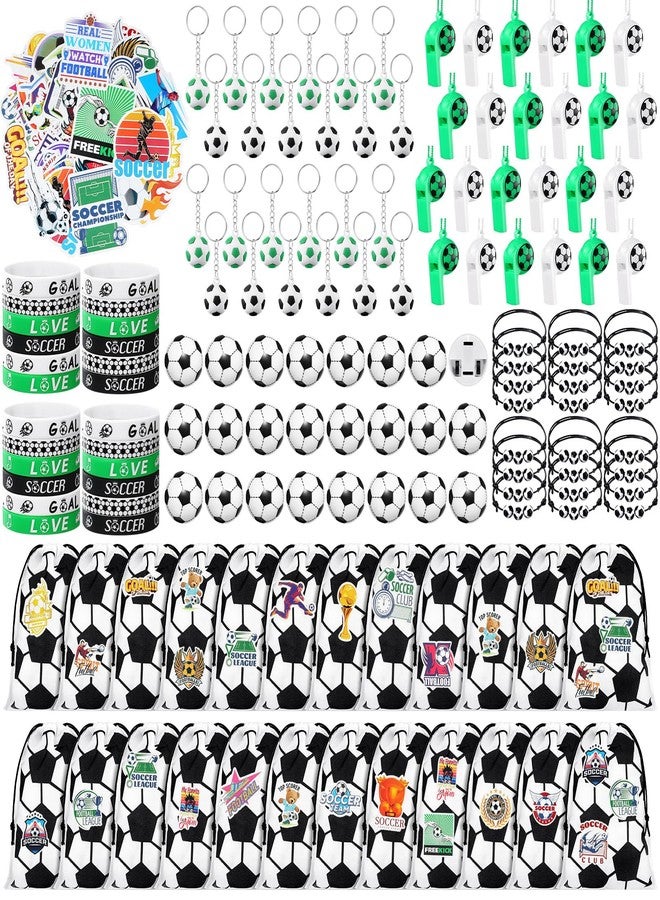 اوريهير مجموعة هدايا حفلات كرة القدم من أوريهير، 194 قطعة - سوار سيليكون، سلسلة مفاتيح سيارة، صافرة، هدايا عيد ميلاد للبنات والأولاد - لوازم حفلات رياضية - Image 1