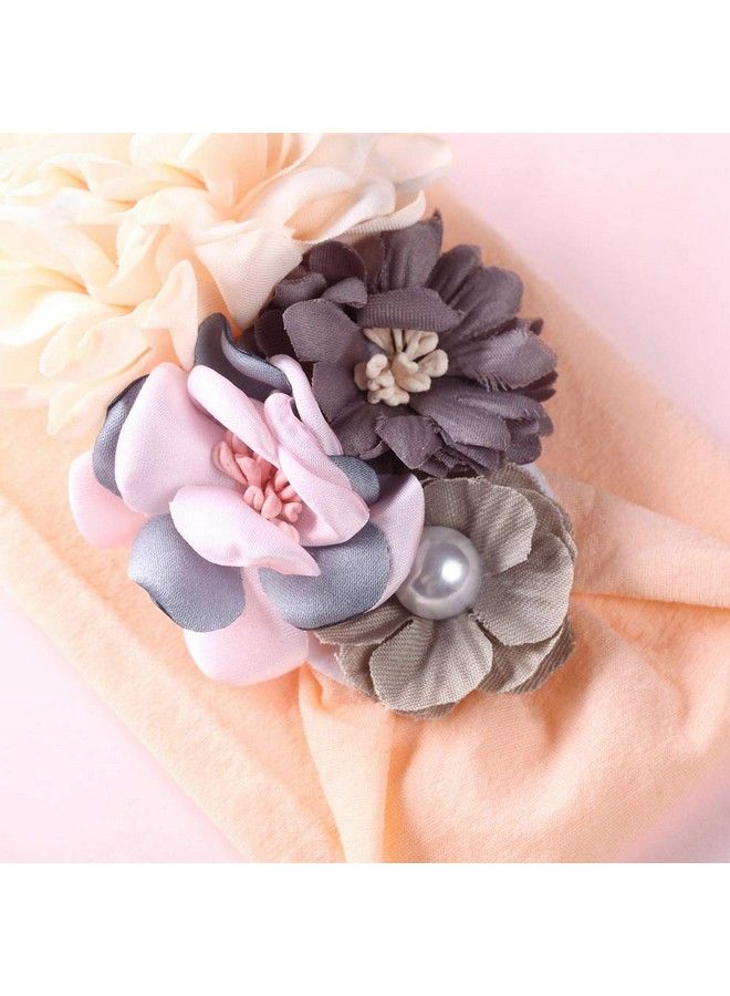 DINPREY Baby Girl Beautiful Headbands With Chiffon Lotus Flower Soft Nylon Headwraphead Wraps For Newborntoddler And Kids (3Pc C Flower Headband)  - Image 5