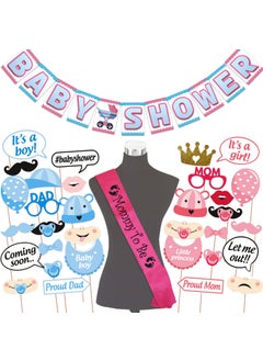 WOBBOX Wobbox Baby Shower Decoration Items| Baby Shower Ceremony Photo Booth Props for Photoshoot, Baby Shower Banner& Mom to Be Sash, Godh Bharai Ceremony Decoration Kit-(FP1882)  - Image 1