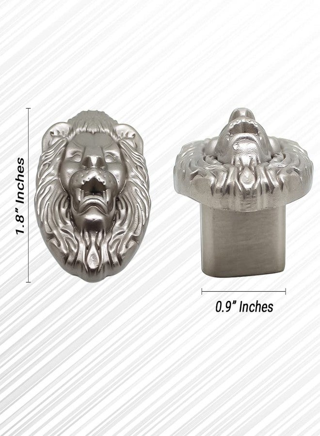 VOLO® Satin Silver Lion face Cabinet Drawer knobs (Pack of 2 Pcs) - Image 2
