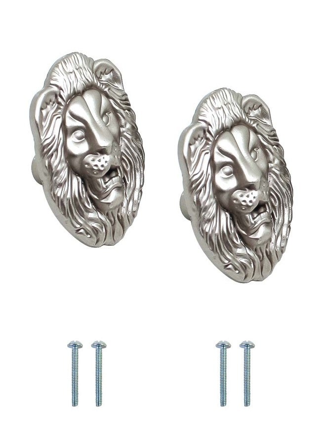 VOLO® Satin Silver Lion face Cabinet Drawer knobs (Pack of 2 Pcs) - Image 1
