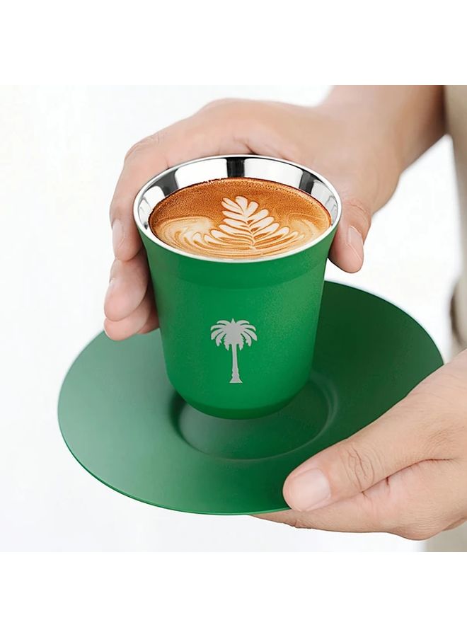 مجموعة فنجان قهوة صغير مع صحن قطعتين 2 71 أونصة للمنزل المطعم التخييم هدية اليوم الوطني السعودي - Image 1