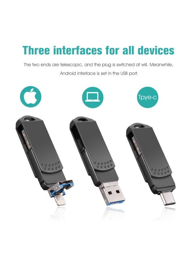 دارك هورس ذاكرة فلاش USB 4 في 1 من النوع C بسعة 2 تيرابايت لتخزين الصور والفيديوهات وملفات الموسيقى، متوافقة مع أجهزة الكمبيوتر المحمولة وأجهزة أندرويد. - Image 2