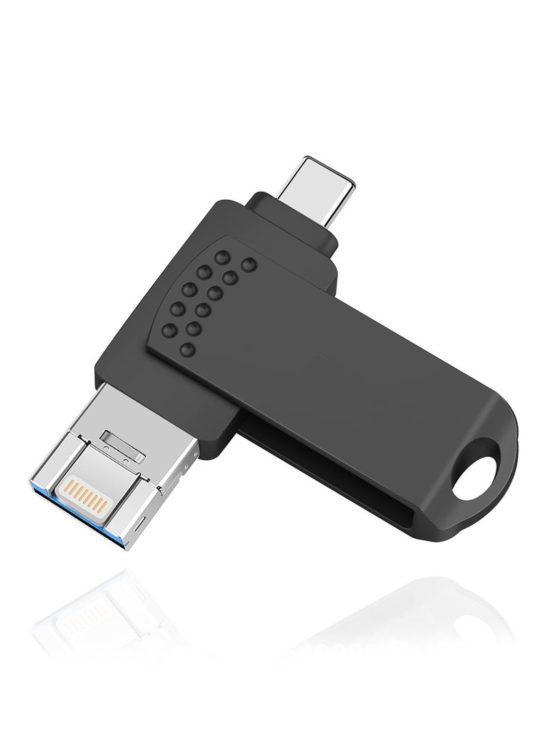 دارك هورس ذاكرة فلاش USB 4 في 1 من النوع C بسعة 2 تيرابايت لتخزين الصور والفيديوهات وملفات الموسيقى، متوافقة مع أجهزة الكمبيوتر المحمولة وأجهزة أندرويد. - Image 1