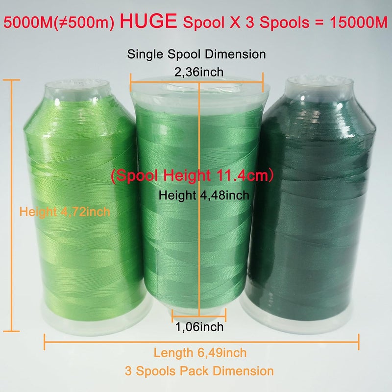 New brothreads - 40 Options- Various Assorted Color Packs of Polyester Embroidery Machine Thread Huge Spool 5000M for All Embroidery Machines -Different Greens - Image 2