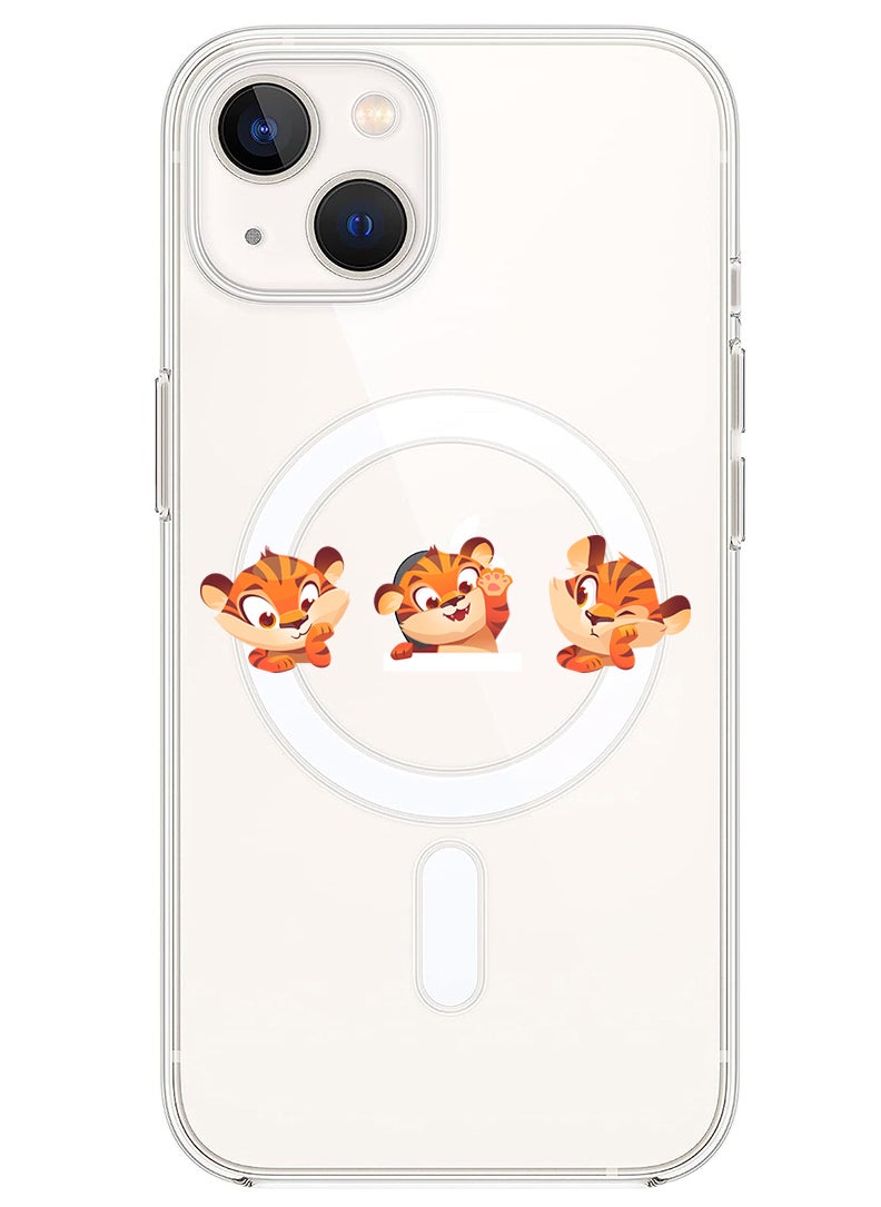 Theodor - Magnetic Case for iPhone 14 Plus 6.7-inch Compatible with MagSafe Wireless Charging, Shockproof Phone Bumper Cover Cute tiger expressions - Image 1