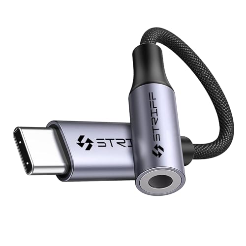 STRIFF Type C to 3.5 mm Audio Jack Connector with DAC Headphone Converter Adapter Compatible with iPhone 15 Pro Max/ 15 Pro/ 15 Plus, Galaxy S23/ S22/ S21/S208, iPad Pro, Pixel 8 & Other Type C Phones - Image 1