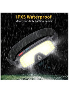KASTWAVE Rechargeable Headlamp Flashlight, 5000 Lumen Wide Beam Led Headlamp, 5 Lighting Modes, Lightweight Waterproof Light Bar Headlamp, Suitable for Outdoor, Running, Fishing, Camping  - Image 4