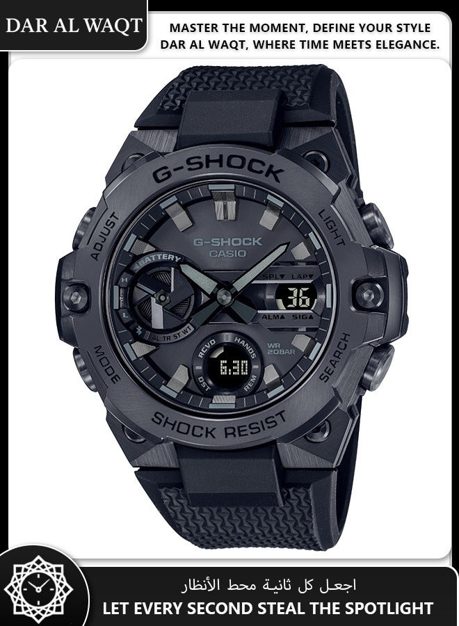كاسيو ساعة كاسيو جي-ستيل GST-B400BB-1A للرجال باللون الأسود الكامل - هيكل كربوني رفيع، إطار مطلي بأيونات سوداء، اتصال بلوتوث، شحن بالطاقة الشمسية، مقاومة الصدمات، مقاومة للماء 200 متر - Image 1