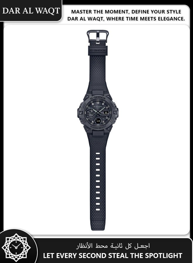 كاسيو ساعة كاسيو جي-ستيل GST-B400BB-1A للرجال باللون الأسود الكامل - هيكل كربوني رفيع، إطار مطلي بأيونات سوداء، اتصال بلوتوث، شحن بالطاقة الشمسية، مقاومة الصدمات، مقاومة للماء 200 متر - Image 2
