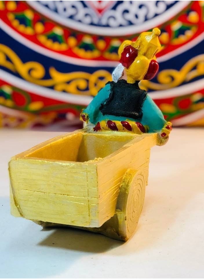 Generic - Porcelain figurine of famous Ramadan characters, Grandpa Fananis character, pulling a cart, size: 19 cm, Ramadan old man pulling a cart, suitable for nuts or sweets, or suitable for oil or salt - multi-colored - Image 1