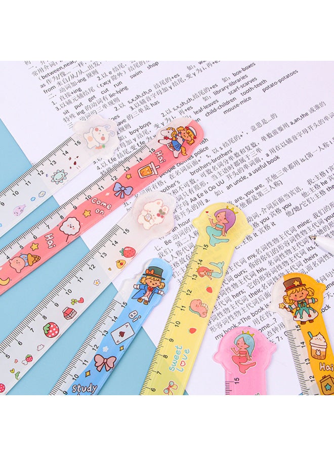 HELPS Creative Stationery Cute Ruler Acrylic Small Gift Cartoon Ruler Bookmark Students With 15cm Scale - Image 3
