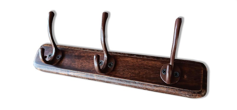 PERFECT WOOD WORKS PERFECT WOOD WORKS Wooden Wall Mount Coat Rack Mounted Organizer for Closet Bathroom Bedroom Entryway Hallway Hanging Towels Hats Bags Backpacks Jackets Keys Brown 3 Hooks