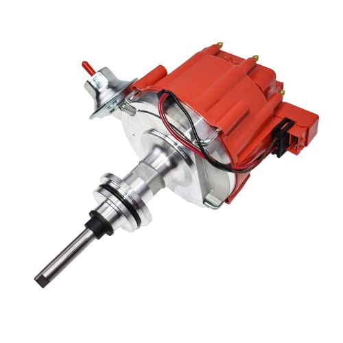 A-Team Performance - Complete HEI Distributor 65K Coil - Compatible with Mopar Chrysler Dodge Plymouth V8 Engines 273 318 340 360 One-Wire Installation Red Cap - Image 1
