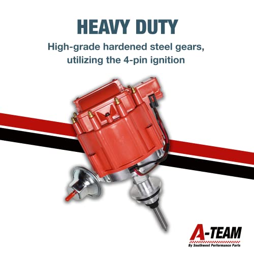 A-Team Performance - Complete HEI Distributor 65K Coil - Compatible with Mopar Chrysler Dodge Plymouth V8 Engines 273 318 340 360 One-Wire Installation Red Cap - Image 4