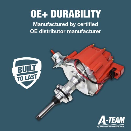 A-Team Performance - Complete HEI Distributor 65K Coil - Compatible with Mopar Chrysler Dodge Plymouth V8 Engines 273 318 340 360 One-Wire Installation Red Cap - Image 3