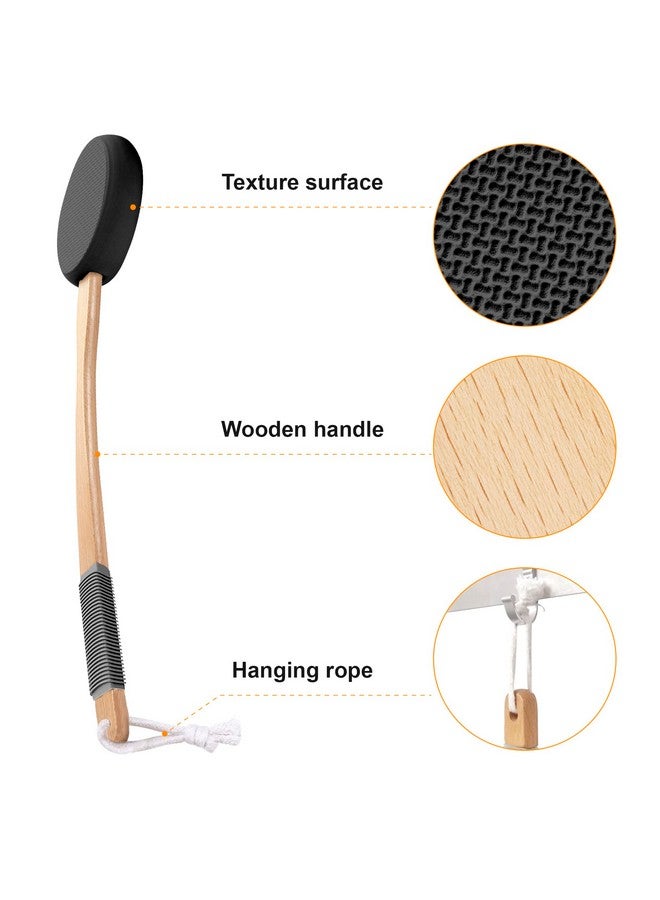 AmazerBath AmazerBath Lotion Applicator for Back, Feet, 4 Replacement Pads with 17" Curved Handle, Back Sunscreen Applicator for Kids, Elderly, Women, Apply Skin Cream Medicine Moisturizer Tanner, Black - Image 1