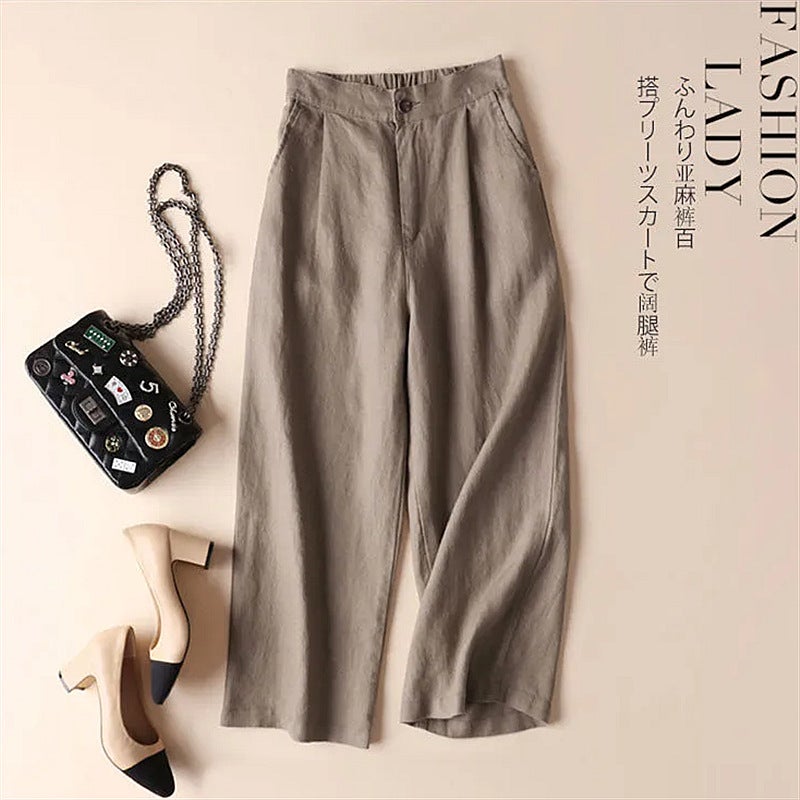 Linen Wide-Leg Pants Five Colors Six Sizes Summer Women'S New Cropped Drape Casual Pants Women'S Cotton Linen Loose Pants Women - Image 2